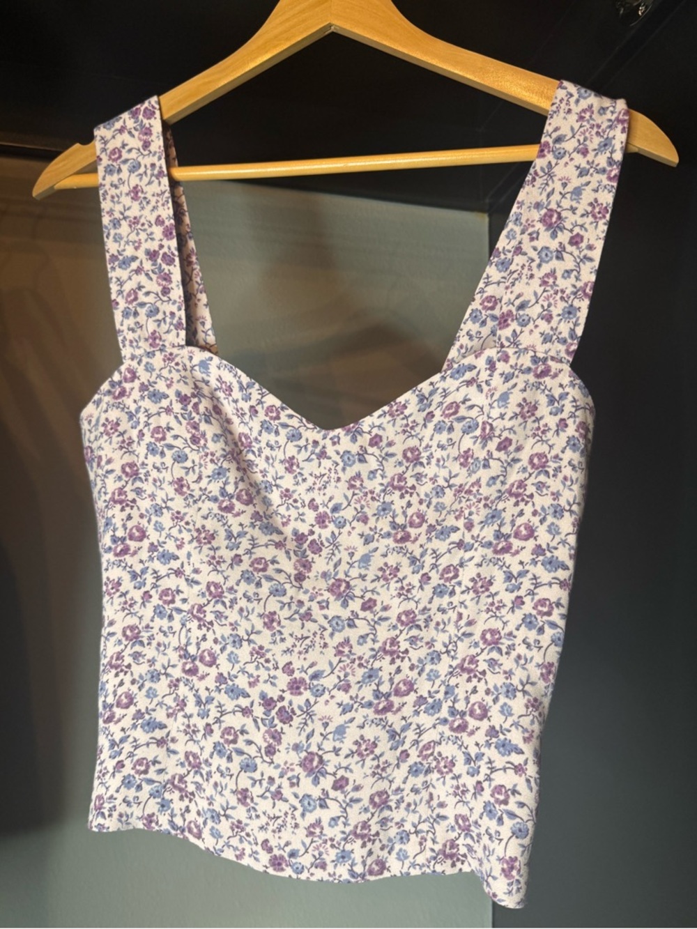 Reformation Floral Sweetheart Tank Top in Lavender and Blue 💙💜